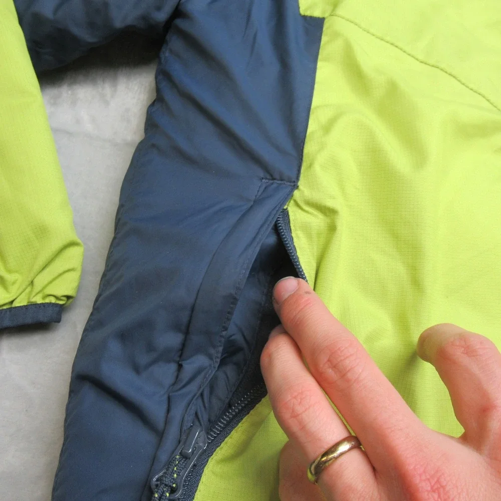 Columbia Jacket Youth Large Green Reversible Rain Wind FullZip Insulated Puffer